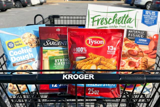 kroger shopping cart with groceries