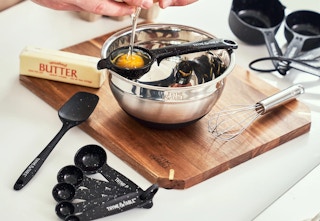 silver bowl and cooking utensils