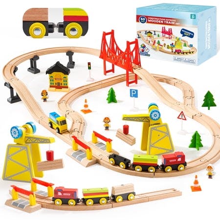 Kids Wooden Train Set