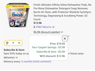 Finish Amazon receipt