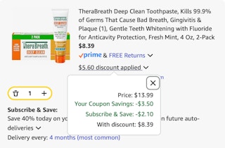 Therabreath Amazon receipt