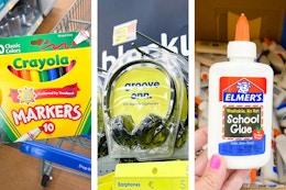 Crayola Markers, Onn Headphones, Elmer's liquid glue