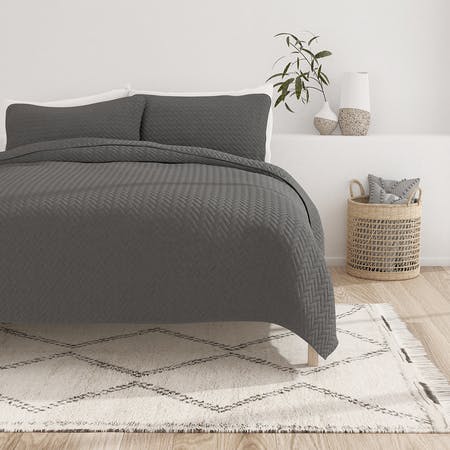 Herringbone Quilted Coverlet Set
