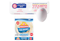 1 Eggland's Best Eggs and 1 Mission Tortillas Pack