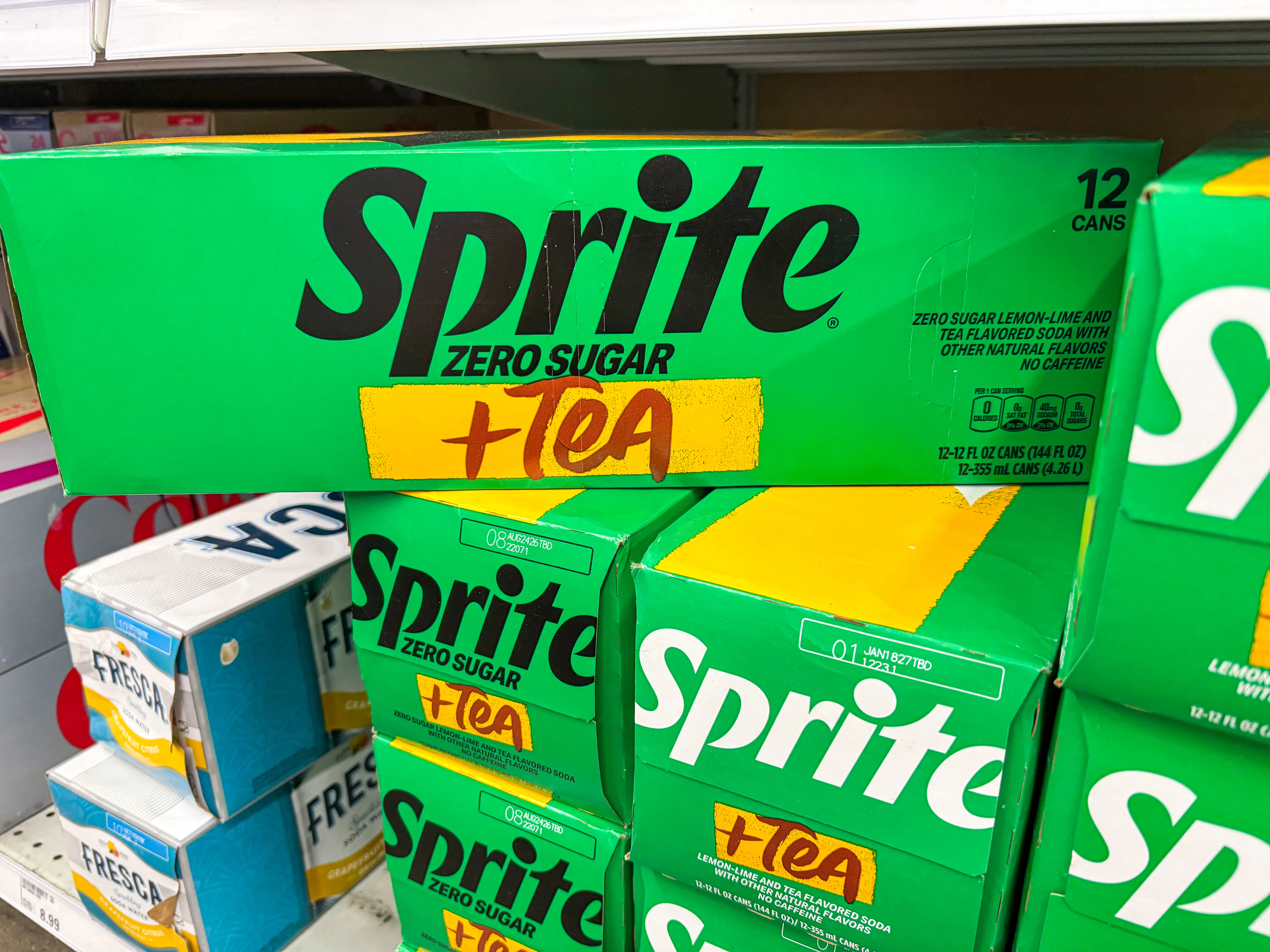 Sprite + Tea 12-pack on Walgreens shelf