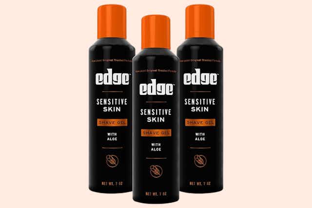 Men's Edge Shave Gel 3-Pack, $5.67 on Amazon card image