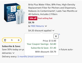 Brita Water filter Amazon receipt
