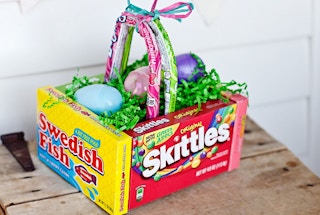candy boxes made into a diy easter basket