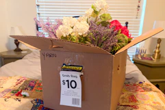 michael's grab bag box with floral items inside