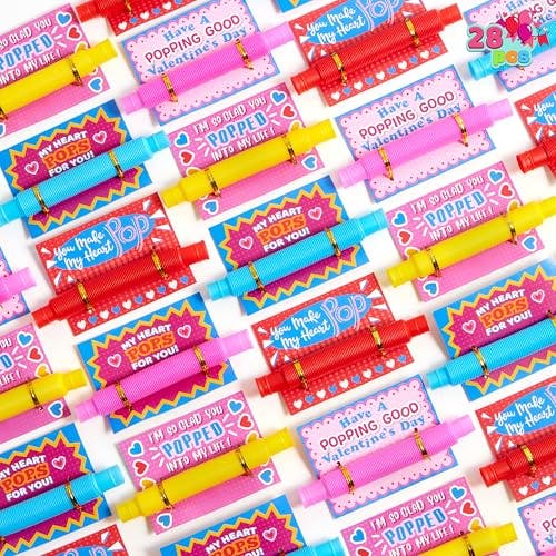 Valentines Cards with Pop Tubes 28-Pack