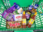 dollar tree groceries in shopping basket