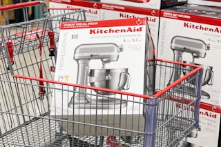 stand mixer in a cart at costco