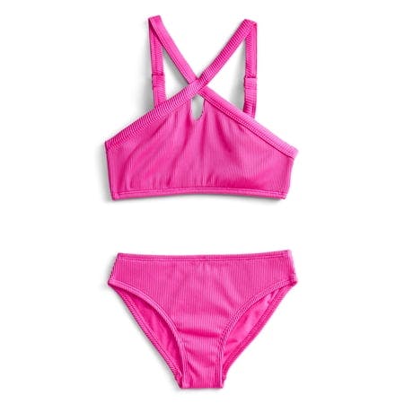 Kids' Solid Rib Bikini Swim Set
