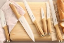 knife set on wooden chopping block