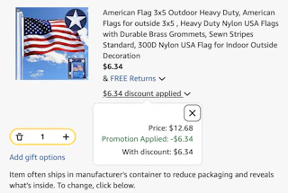 American flag Amazon receipt