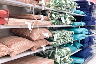 patio cushions sitting on a target shelf