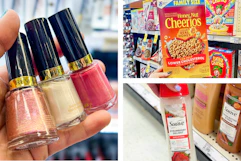 collage with revlon, cheerios, and suave products