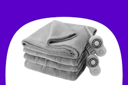 Stock image of the Sunbeam heated microplush blanket