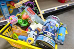 dollar general toys in yellow basket