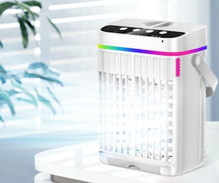 a portable air conditioner on a table