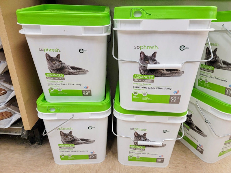 large containers of cat litter