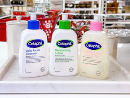 3 cetaphil skin care items sitting on a tray at target