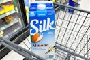 silk almond milk in a cart
