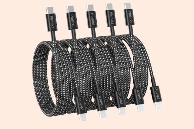iPhone 6-Foot Charging Cable 5-Pack, Just $4.98 on Amazon card image