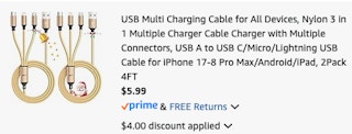 charging cable Amazon receipt