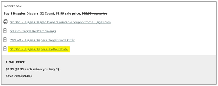 A graphic highlighting how to stack ibotta rebates with coupons at Target