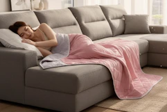 a woman on a couch