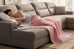a woman on a couch