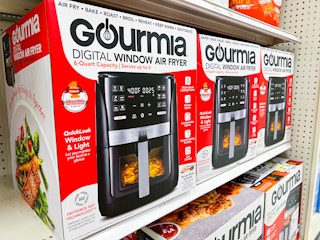 gourmia air fryers sitting on a target shelf