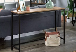 wooden and metal console table