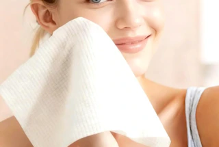a person using a disposable face towel