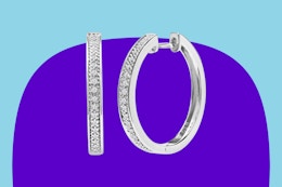 SuperJeweler Diamond Sterling Silver Hoop Earrings, 0.10 carat