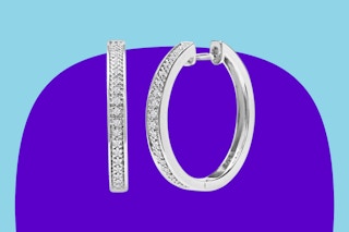 SuperJeweler Diamond Sterling Silver Hoop Earrings, 0.10 carat