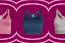 pink, navy blue, and gray sports bras
