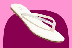 An Ivory flip flop sandal with bling thong from the brand Shade & Shore at Target