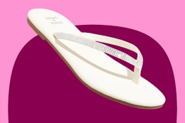 An Ivory flip flop sandal with bling thong from the brand Shade & Shore at Target