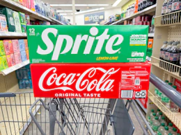 sprite and coca-cola 12 packs on walgreens cart