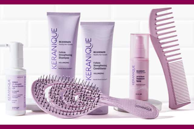 Keranique Hair Regrowth System and 6-Piece Travel Kit, Just $40 (Reg. $115) card image