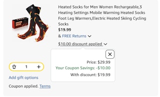 heated socks Amazon receipt