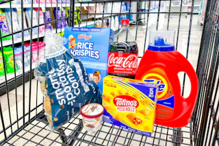 groceries in a shopping cart