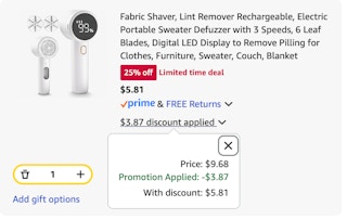 fabric shaver Amazon receipt
