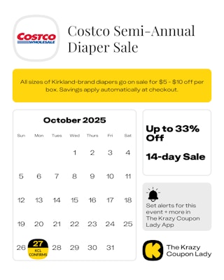 Costco Diaper Sale confirmed start date on October 27, 2025