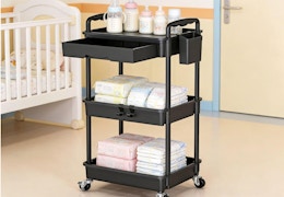 a storage cart in a room