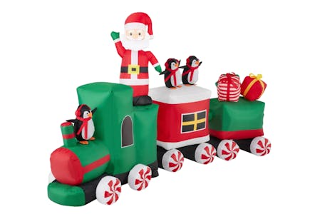 Inflatable Christmas Train and Santa