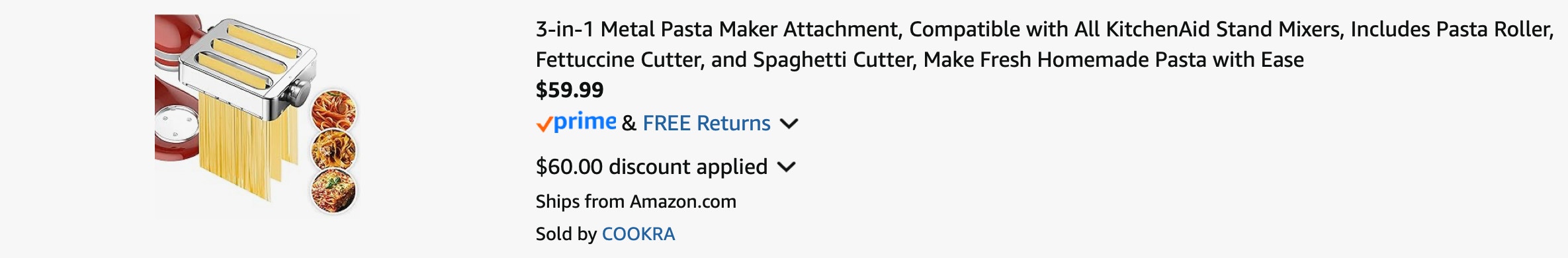 Amazon Pasta Maker Attachment for KitchenAid Mixer 2025
