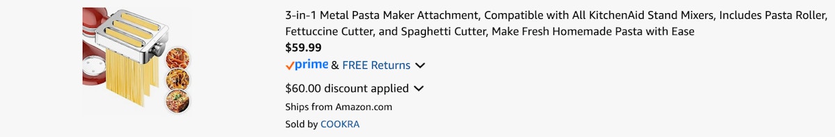Amazon Pasta Maker Attachment for KitchenAid Mixer 2025